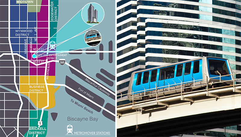 Art Plaza Tower location map next to the School Board Metromover Station