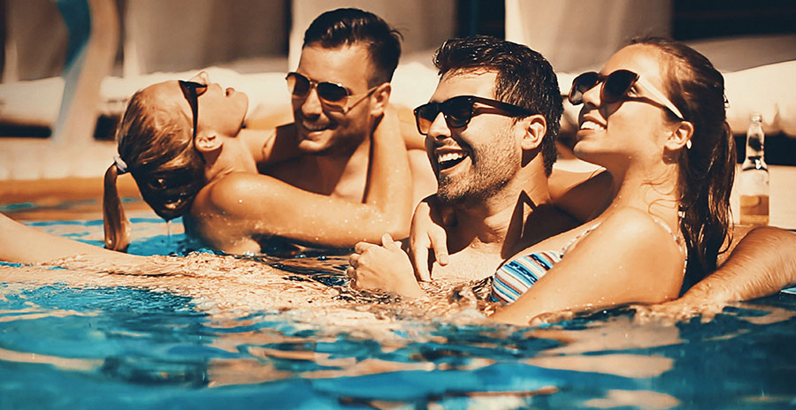 Residents gathered at the pool